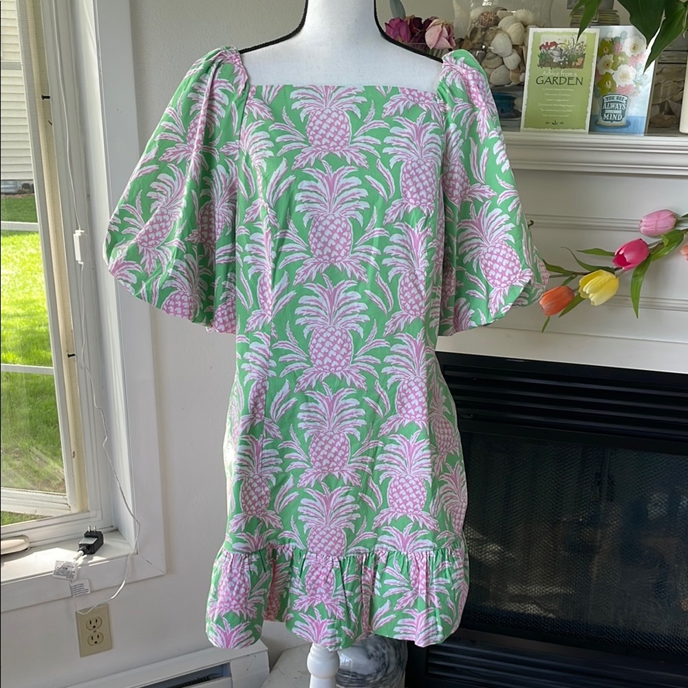 Girls' Pink & Green Pineapple Print Dress